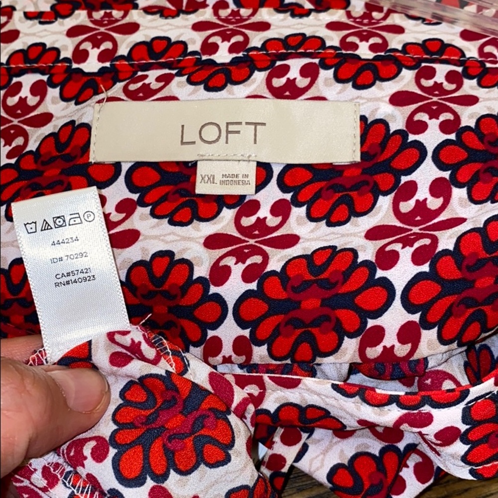Loft Floral Tie Hem Blouse XXL - Picture 2 of 8